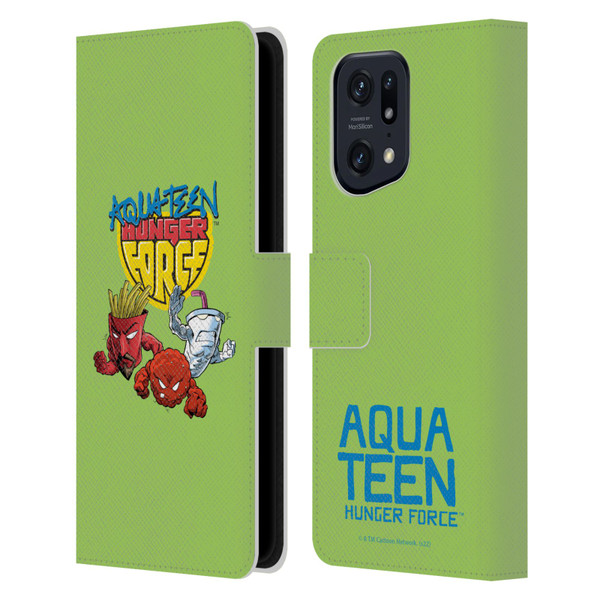 Aqua Teen Hunger Force Graphics Group Leather Book Wallet Case Cover For OPPO Find X5 Pro