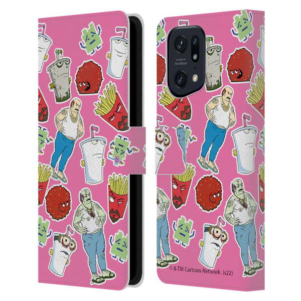 Aqua Teen Hunger Force Graphics Icons Leather Book Wallet Case Cover For OPPO Find X5 Pro