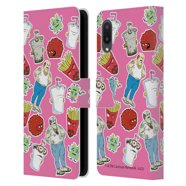 Aqua Teen Hunger Force Graphics Icons Leather Book Wallet Case Cover For Samsung Galaxy A02/M02 (2021)