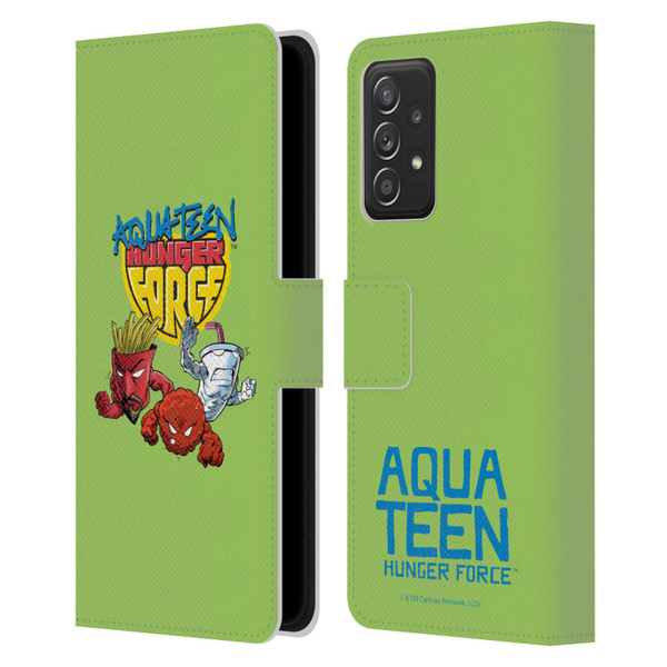 Aqua Teen Hunger Force Graphics Group Leather Book Wallet Case Cover For Samsung Galaxy A52 / A52s / 5G (2021)