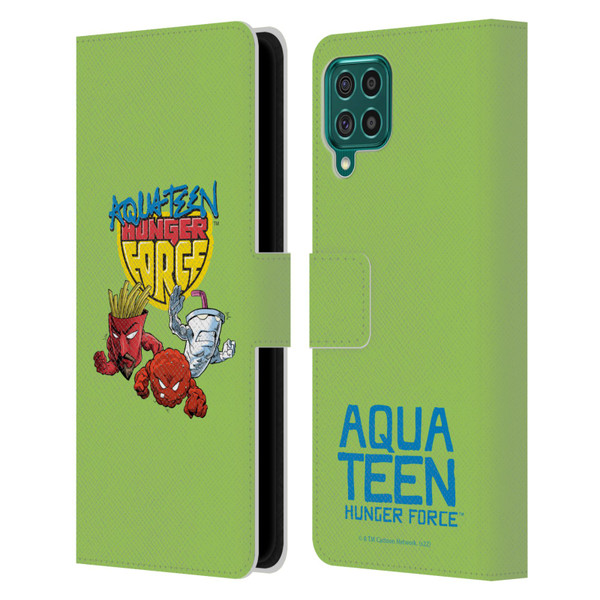 Aqua Teen Hunger Force Graphics Group Leather Book Wallet Case Cover For Samsung Galaxy F62 (2021)