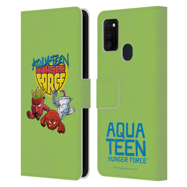 Aqua Teen Hunger Force Graphics Group Leather Book Wallet Case Cover For Samsung Galaxy M30s (2019)/M21 (2020)