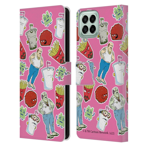 Aqua Teen Hunger Force Graphics Icons Leather Book Wallet Case Cover For Samsung Galaxy M53 (2022)
