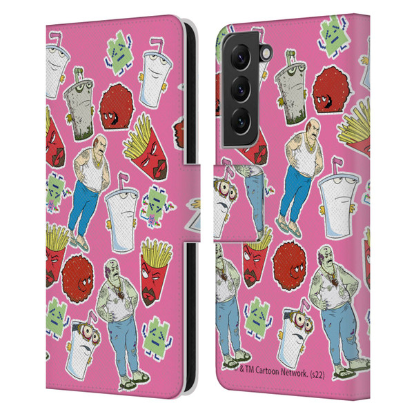 Aqua Teen Hunger Force Graphics Icons Leather Book Wallet Case Cover For Samsung Galaxy S22+ 5G