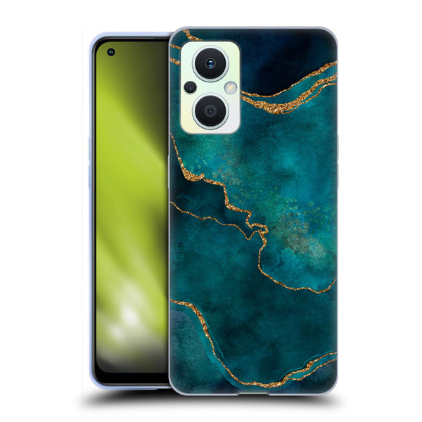LebensArt Mineral Marble Glam Turquoise Soft Gel Case for OPPO Reno8 Lite