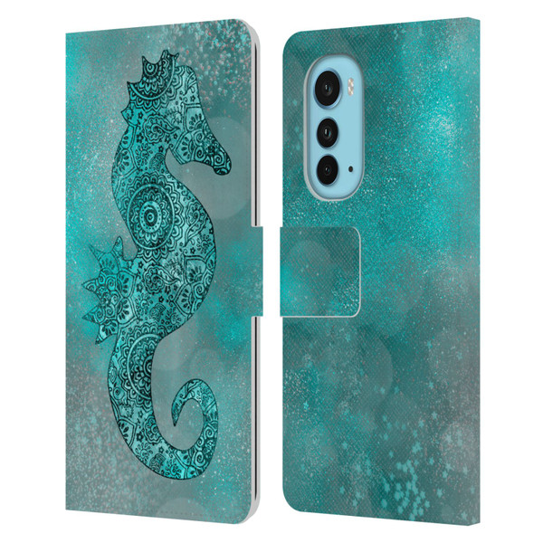 LebensArt Beings Seahorse Leather Book Wallet Case Cover For Motorola Edge (2022)