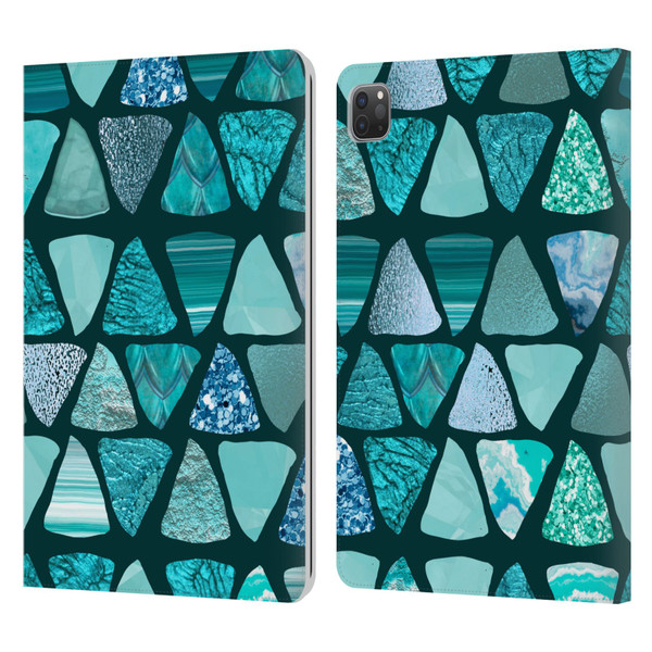 LebensArt Patterns 2 Teal Triangle Leather Book Wallet Case Cover For Apple iPad Pro 11 2020 / 2021 / 2022
