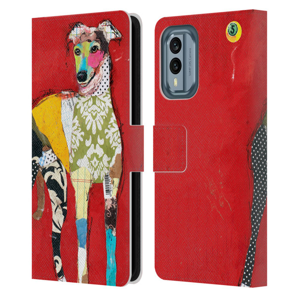 Michel Keck Dogs 2 Greyhound Leather Book Wallet Case Cover For Nokia X30