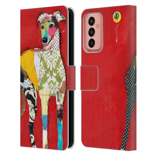 Michel Keck Dogs 2 Greyhound Leather Book Wallet Case Cover For Samsung Galaxy M13 (2022)