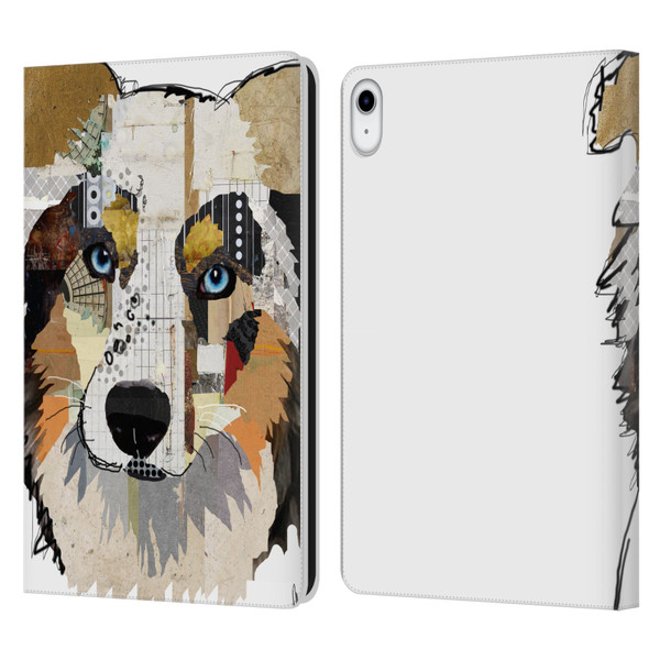 Michel Keck Dogs 3 Australian Shepherd Leather Book Wallet Case Cover For Apple iPad 10.9 (2022)