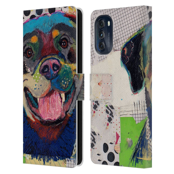 Michel Keck Dogs Rottweiler Leather Book Wallet Case Cover For Motorola Moto G (2022)