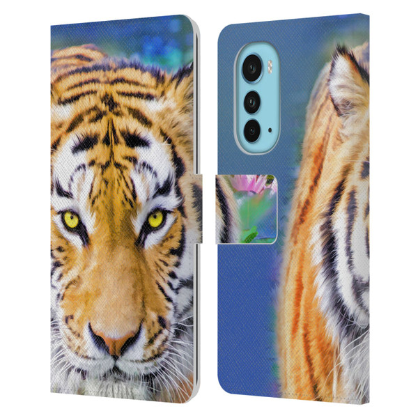 Aimee Stewart Animals Tiger Lily Leather Book Wallet Case Cover For Motorola Edge (2022)