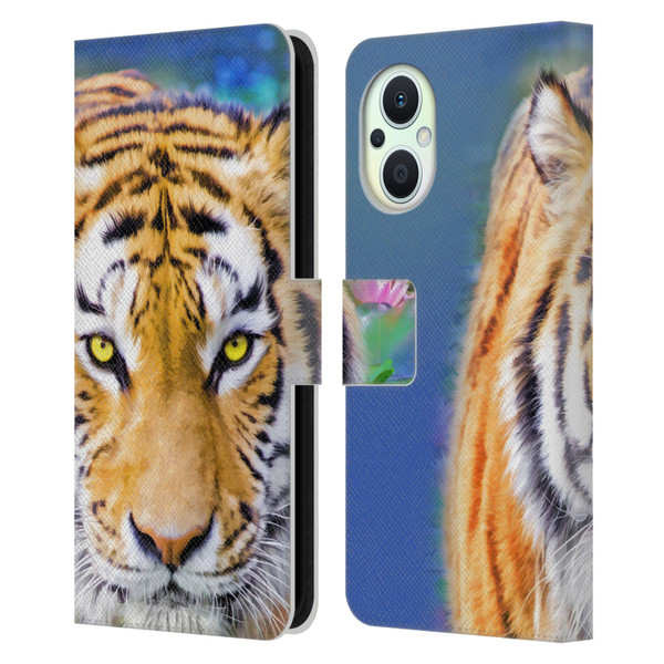 Aimee Stewart Animals Tiger Lily Leather Book Wallet Case Cover For OPPO Reno8 Lite