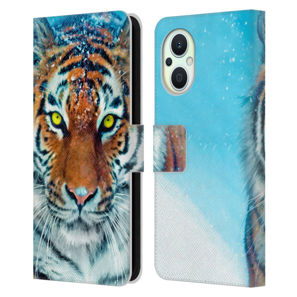 Aimee Stewart Animals Yellow Tiger Leather Book Wallet Case Cover For OPPO Reno8 Lite