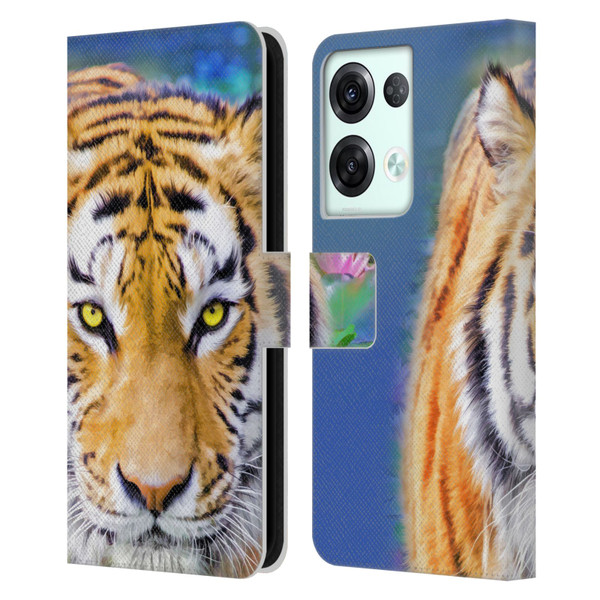 Aimee Stewart Animals Tiger Lily Leather Book Wallet Case Cover For OPPO Reno8 Pro