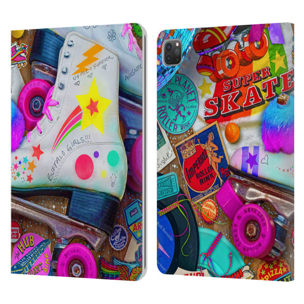 Aimee Stewart Colourful Sweets Skate Night Leather Book Wallet Case Cover For Apple iPad Pro 11 2020 / 2021 / 2022