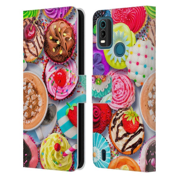 Aimee Stewart Colourful Sweets Cupcakes And Cocoa Leather Book Wallet Case Cover For Nokia G11 Plus