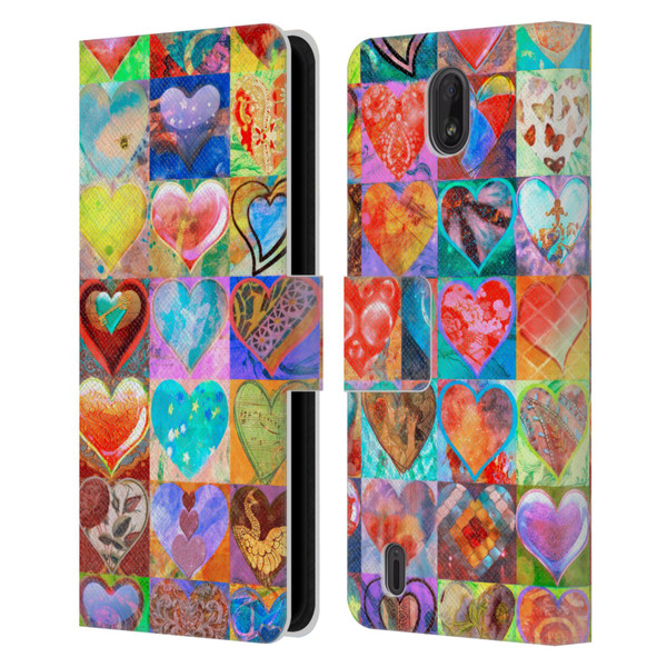 Aimee Stewart Colourful Sweets Hearts Grid Leather Book Wallet Case Cover For Nokia C01 Plus/C1 2nd Edition
