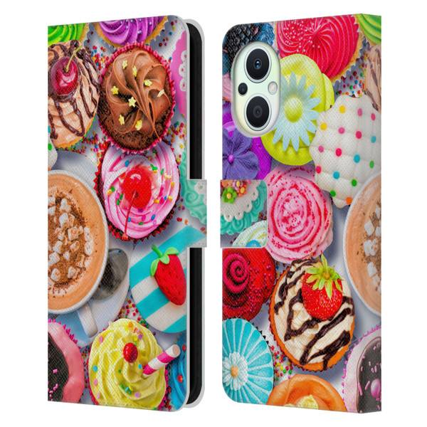 Aimee Stewart Colourful Sweets Cupcakes And Cocoa Leather Book Wallet Case Cover For OPPO Reno8 Lite