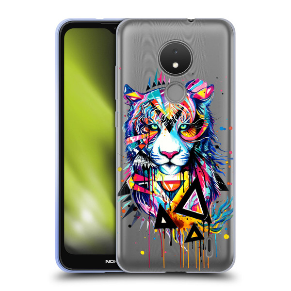 Pixie Cold Cats Shattered Tiger Soft Gel Case for Nokia C21