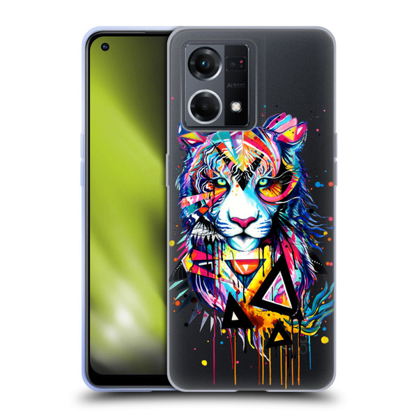 Pixie Cold Cats Shattered Tiger Soft Gel Case for OPPO Reno8 4G