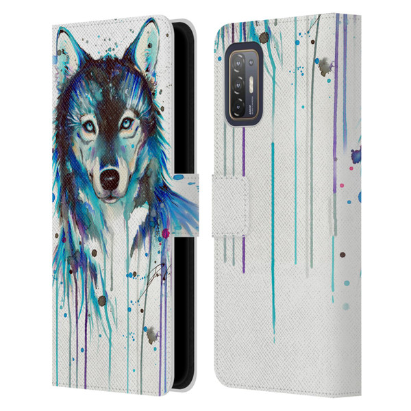 Pixie Cold Animals Ice Wolf Leather Book Wallet Case Cover For HTC Desire 21 Pro 5G