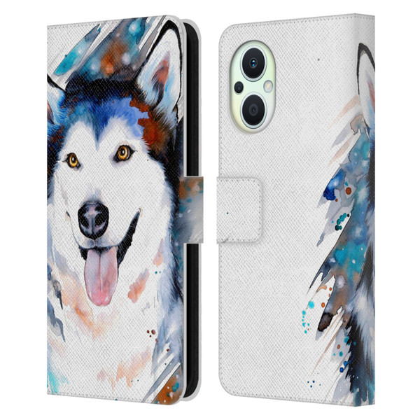 Pixie Cold Animals Husky Leather Book Wallet Case Cover For OPPO Reno8 Lite