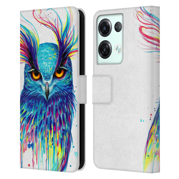 Pixie Cold Animals Into The Blue Leather Book Wallet Case Cover For OPPO Reno8 Pro