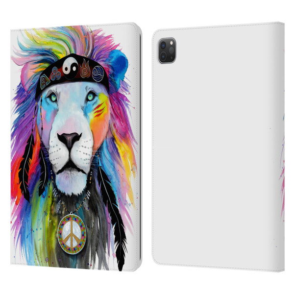 Pixie Cold Cats Hippy Lion Leather Book Wallet Case Cover For Apple iPad Pro 11 2020 / 2021 / 2022