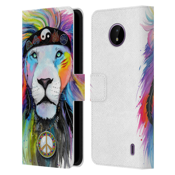 Pixie Cold Cats Hippy Lion Leather Book Wallet Case Cover For Nokia C10 / C20