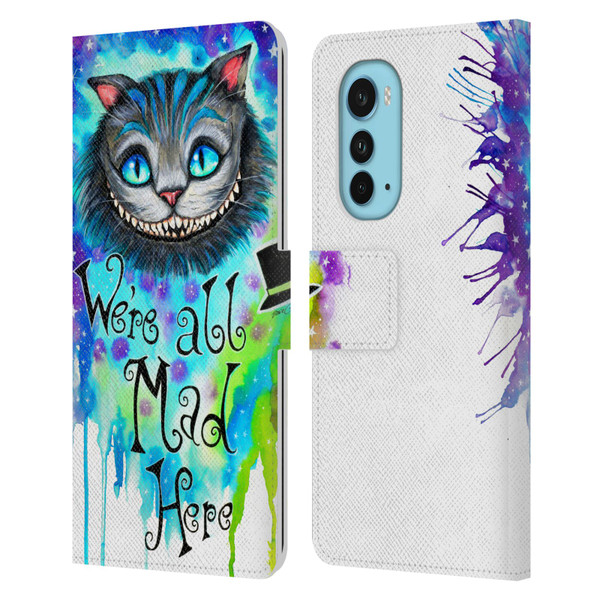 Pixie Cold Cats We Are All Mad Here Leather Book Wallet Case Cover For Motorola Edge (2022)
