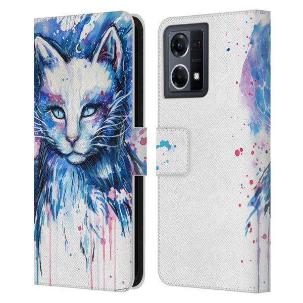Pixie Cold Cats Space Leather Book Wallet Case Cover For OPPO Reno8 4G