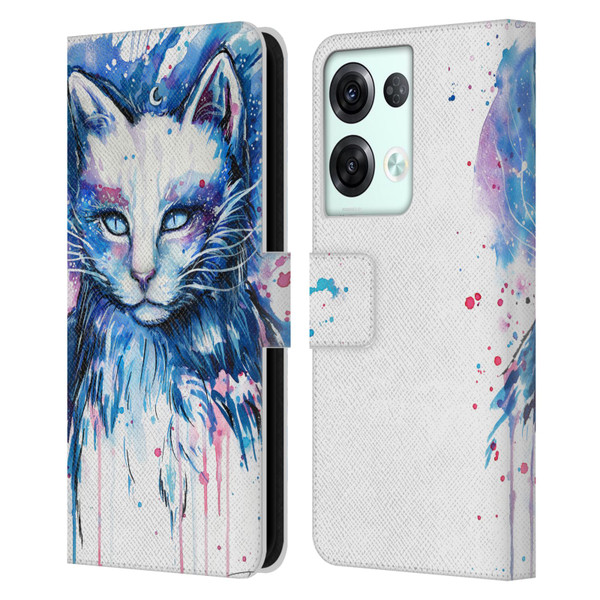 Pixie Cold Cats Space Leather Book Wallet Case Cover For OPPO Reno8 Pro