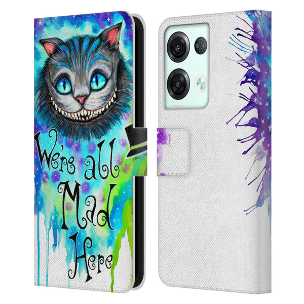 Pixie Cold Cats We Are All Mad Here Leather Book Wallet Case Cover For OPPO Reno8 Pro