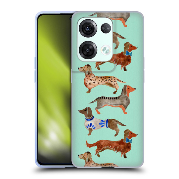 Cat Coquillette Animals Blue Dachshunds Soft Gel Case for OPPO Reno8 Pro