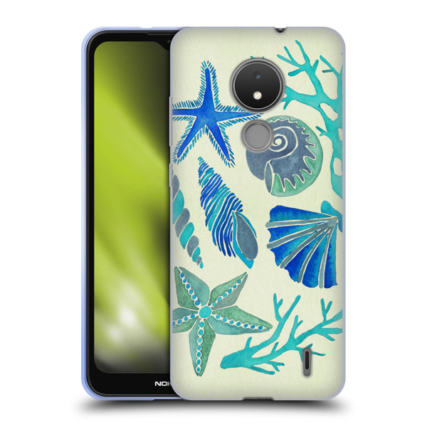 Cat Coquillette Sea Seashells Blue Soft Gel Case for Nokia C21