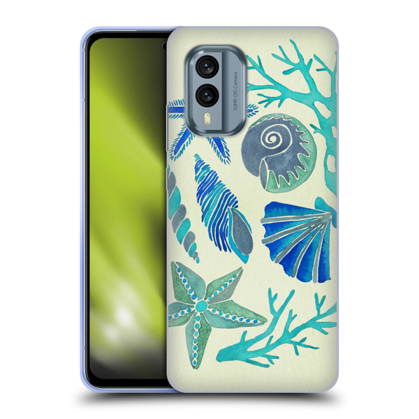 Cat Coquillette Sea Seashells Blue Soft Gel Case for Nokia X30