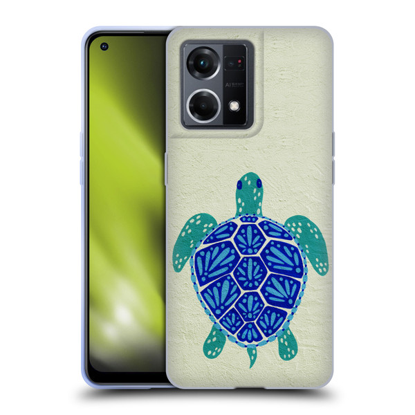 Cat Coquillette Sea Turtle Blue Soft Gel Case for OPPO Reno8 4G