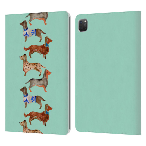 Cat Coquillette Animals Blue Dachshunds Leather Book Wallet Case Cover For Apple iPad Pro 11 2020 / 2021 / 2022