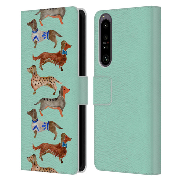 Cat Coquillette Animals Blue Dachshunds Leather Book Wallet Case Cover For Sony Xperia 1 IV