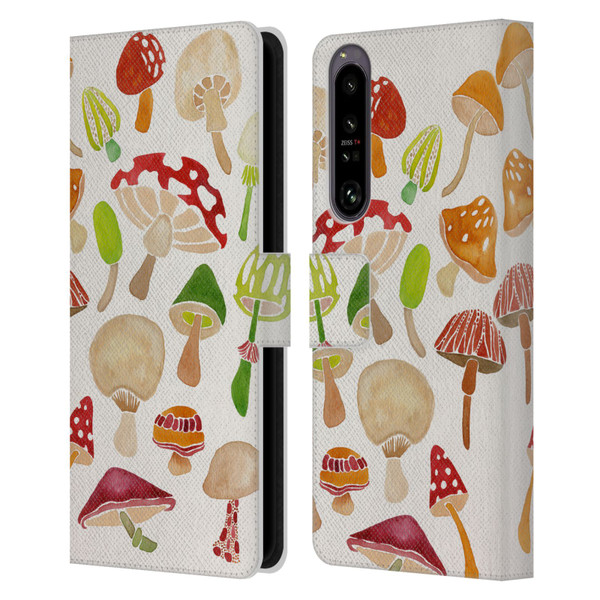Cat Coquillette Nature Mushrooms Leather Book Wallet Case Cover For Sony Xperia 1 IV