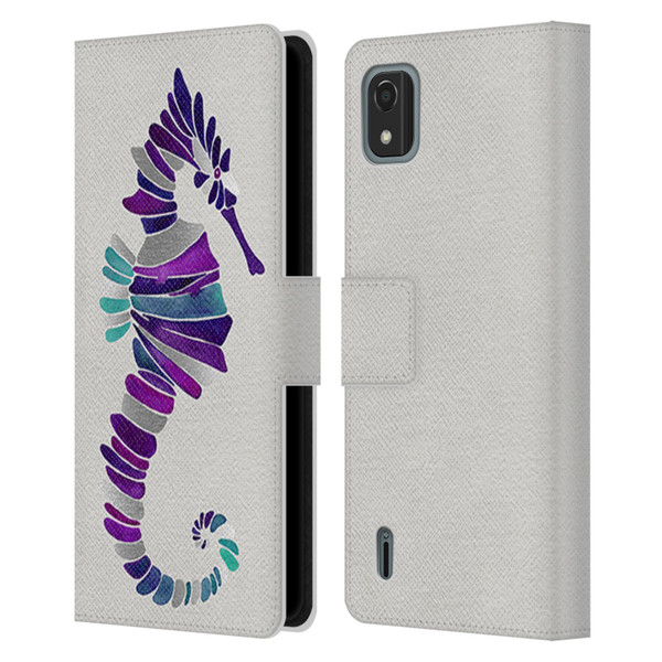 Cat Coquillette Sea Seahorse Purple Leather Book Wallet Case Cover For Nokia C2 2nd Edition