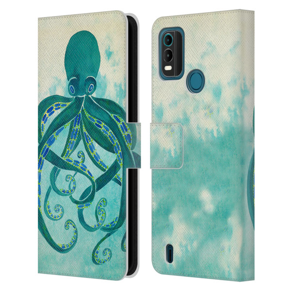 Cat Coquillette Sea Octopus Leather Book Wallet Case Cover For Nokia G11 Plus