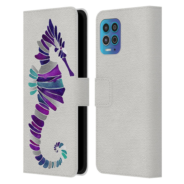 Cat Coquillette Sea Seahorse Purple Leather Book Wallet Case Cover For Motorola Moto G100