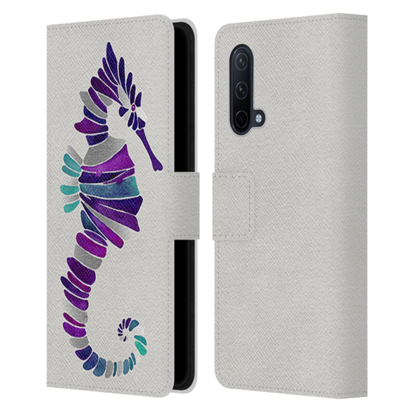 Cat Coquillette Sea Seahorse Purple Leather Book Wallet Case Cover For OnePlus Nord CE 5G