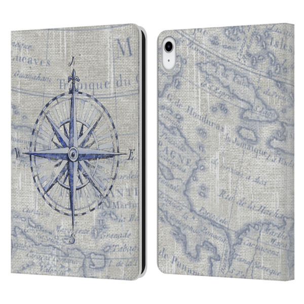 Paul Brent Nautical Vintage Compass Leather Book Wallet Case Cover For Apple iPad 10.9 (2022)
