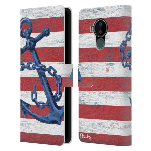 Paul Brent Nautical Westerly Anchor Leather Book Wallet Case Cover For Nokia C30