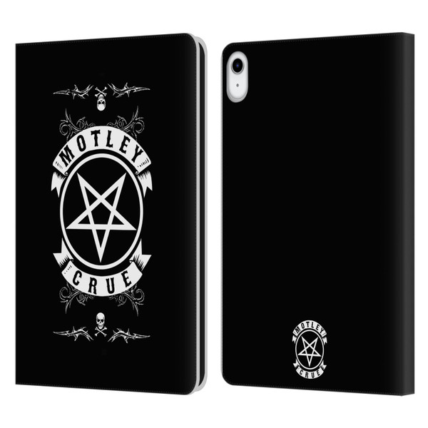 Motley Crue Logos Pentagram And Skull Leather Book Wallet Case Cover For Apple iPad 10.9 (2022)