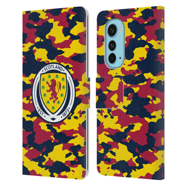 Scotland National Football Team Logo 2 Camouflage Leather Book Wallet Case Cover For Motorola Edge (2022)