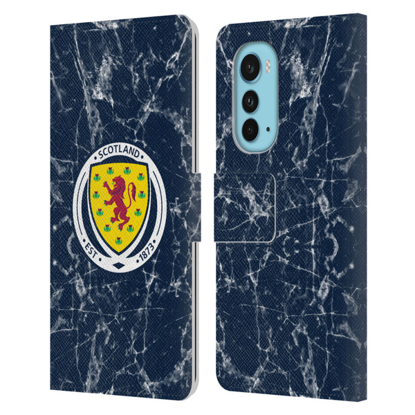 Scotland National Football Team Logo 2 Marble Leather Book Wallet Case Cover For Motorola Edge (2022)